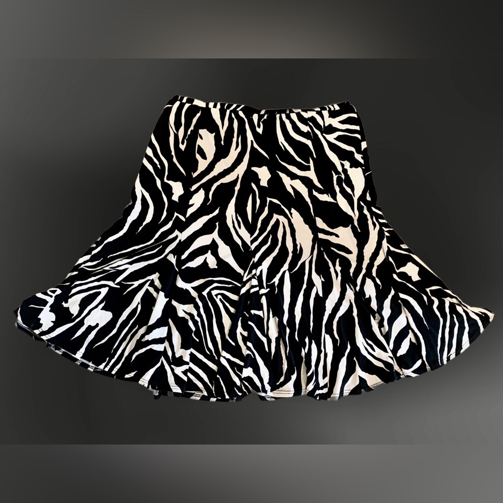 Petite high waist zebra print midi skirt